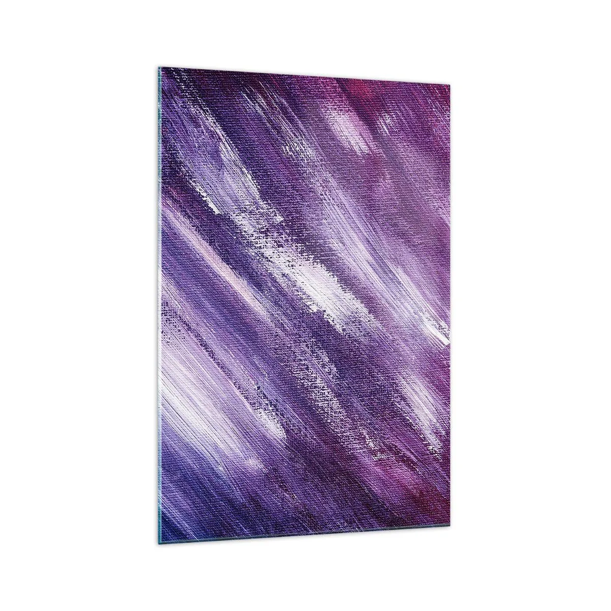 Impression sur verre - Image sur verre - Coups de pinceau abstraits dans des tons de violet et de rose - 70x100cm - Quand le vent ensoleillé souffle - Décoration murale moderne pour le salon et la chambre ARTTOR