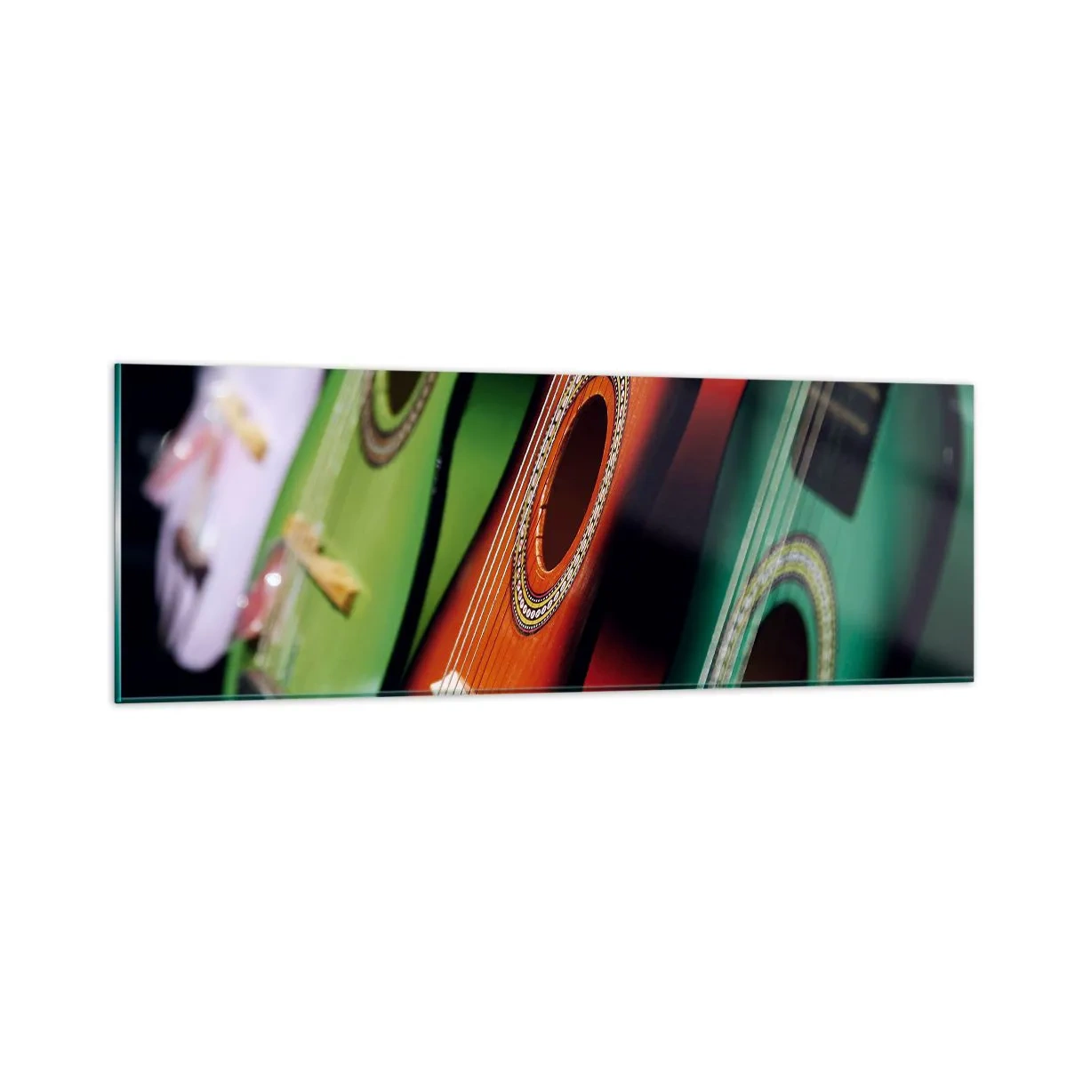 Impression sur verre - Image sur verre - La guitare a plusieurs couleurs - 90x30 cm