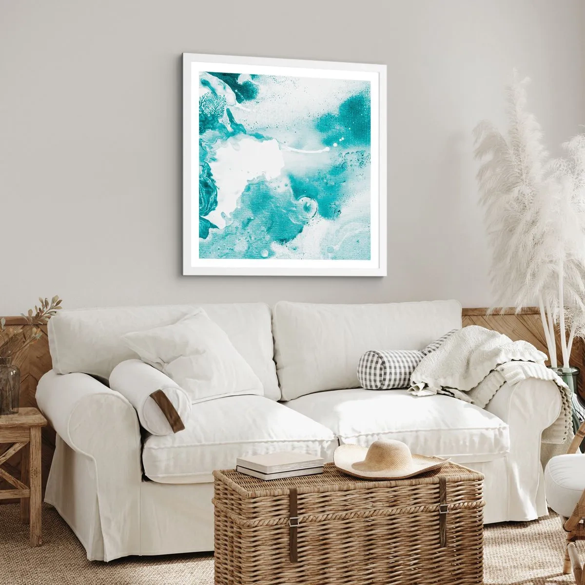 Affiche dans un cadre blanc - Poster - Marécage bleu - 50x50 cm