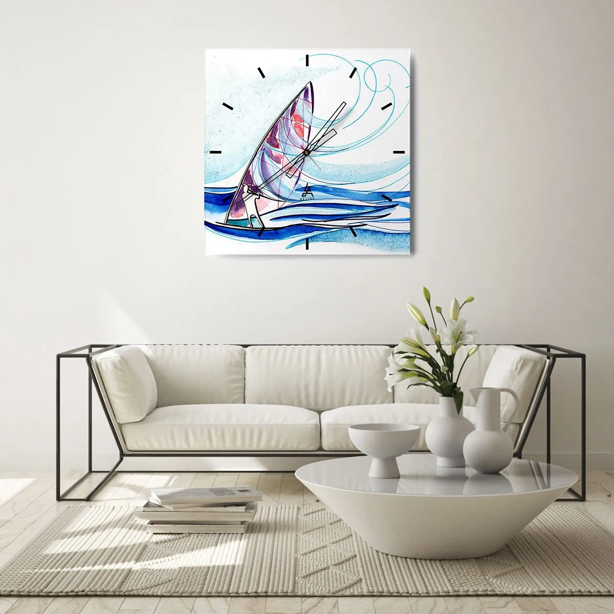 Horloge murale - Pendule murale - Avec le vent au rythme des vagues - 30x30 cm