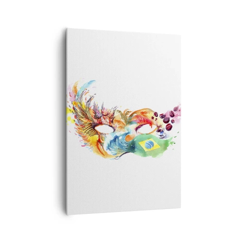 Impression sur toile - Image sur toile - Masque aquarelle coloré inspiré du Brésil - 70x100cm - Le Brésil accueille la samba - Décoration murale moderne pour le salon et la chambre ARTTOR