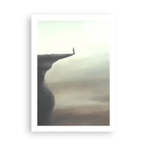 Affiche - Poster - Silhouette d'une femme debout au bord d'une falaise - 50x70cm - Tout en haut, bien entendu! - Décoration murale moderne pour le salon et la chambre ARTTOR