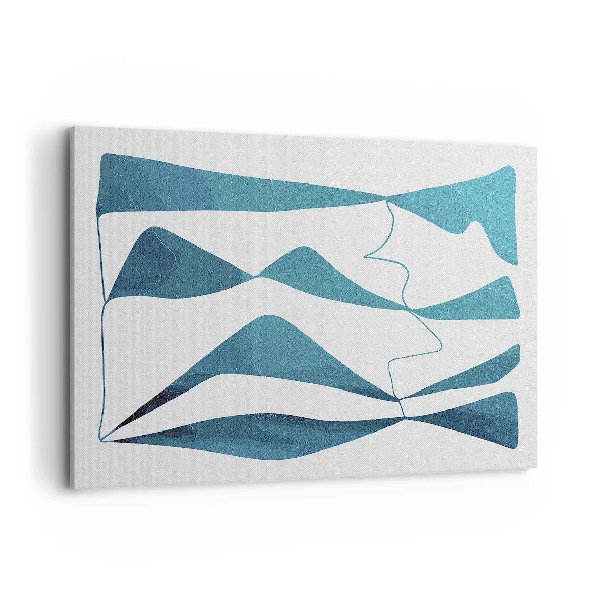 Impression sur toile - Image sur toile - Formes abstraites dans des tons de bleu sur fond blanc - 100x70cm - Abstraction : composé turquoise - Décoration murale moderne pour le salon et la chambre ARTTOR