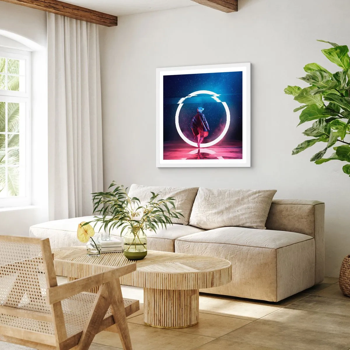 Affiche dans un cadre blanc - Poster - Entre deux mondes - 50x50 cm