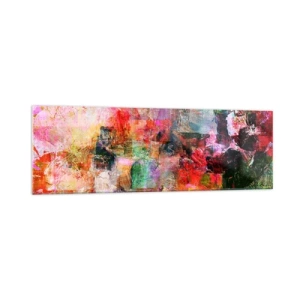 Impression sur verre - Image sur verre - Une composition abstraite aux tons dominants rose et rouge. - 160x50cm - Un voyage à travers les roses - Décoration murale moderne pour le salon et la chambre ARTTOR