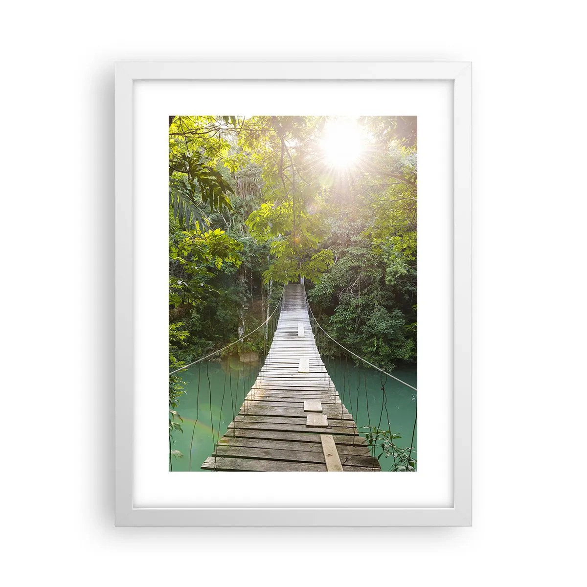 Affiche dans un cadre blanc - Poster - De l'eau azur à la forêt azur - 30x40 cm