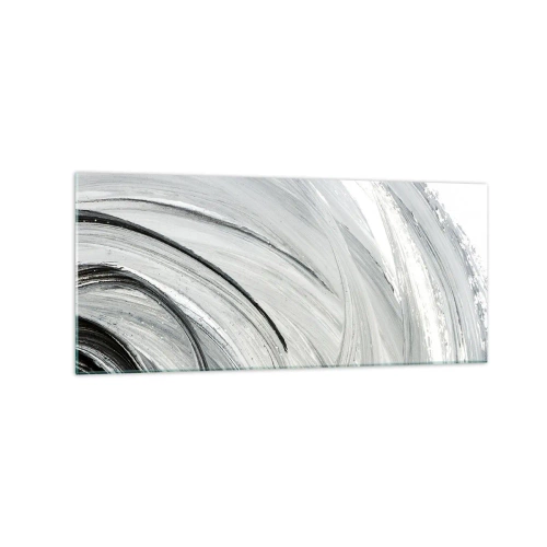 Impression sur verre - Image sur verre - Un tourbillon monochrome dans des tons de gris et de noir - 120x50cm - Composition orbitale - Décoration murale moderne pour le salon et la chambre ARTTOR