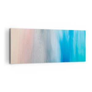 Impression sur toile - Image sur toile - Coups de pinceau abstraits dans des tons de bleu et de rose - 120x50cm - Éléments : air - Décoration murale moderne pour le salon et la chambre ARTTOR