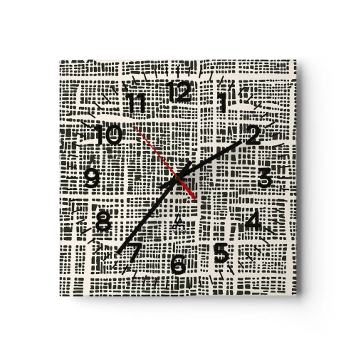 Horloge murale - Pendule murale - Composition tissée - 30x30 cm