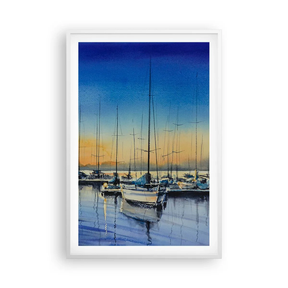 Affiche dans un cadre blanc - Poster - Fin d'une belle journée - 61x91 cm