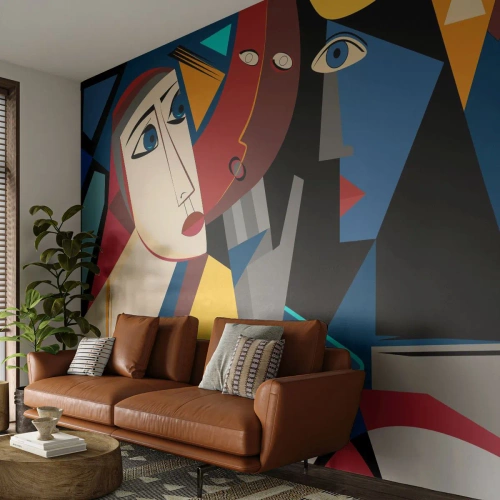 Papier Peint Photo Premium Canvas - Une conversation entre cubistes - Personnes, Cubisme, Portrait - 300x210 cm