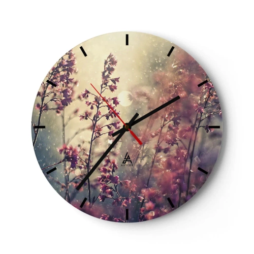 Horloge murale - Pendule murale - Fleurs roses délicates à la lumière diffuse du soleil - 30x30cm - Jardin secret - Décoration murale moderne pour le salon, la cuisine et la chambre ARTTOR