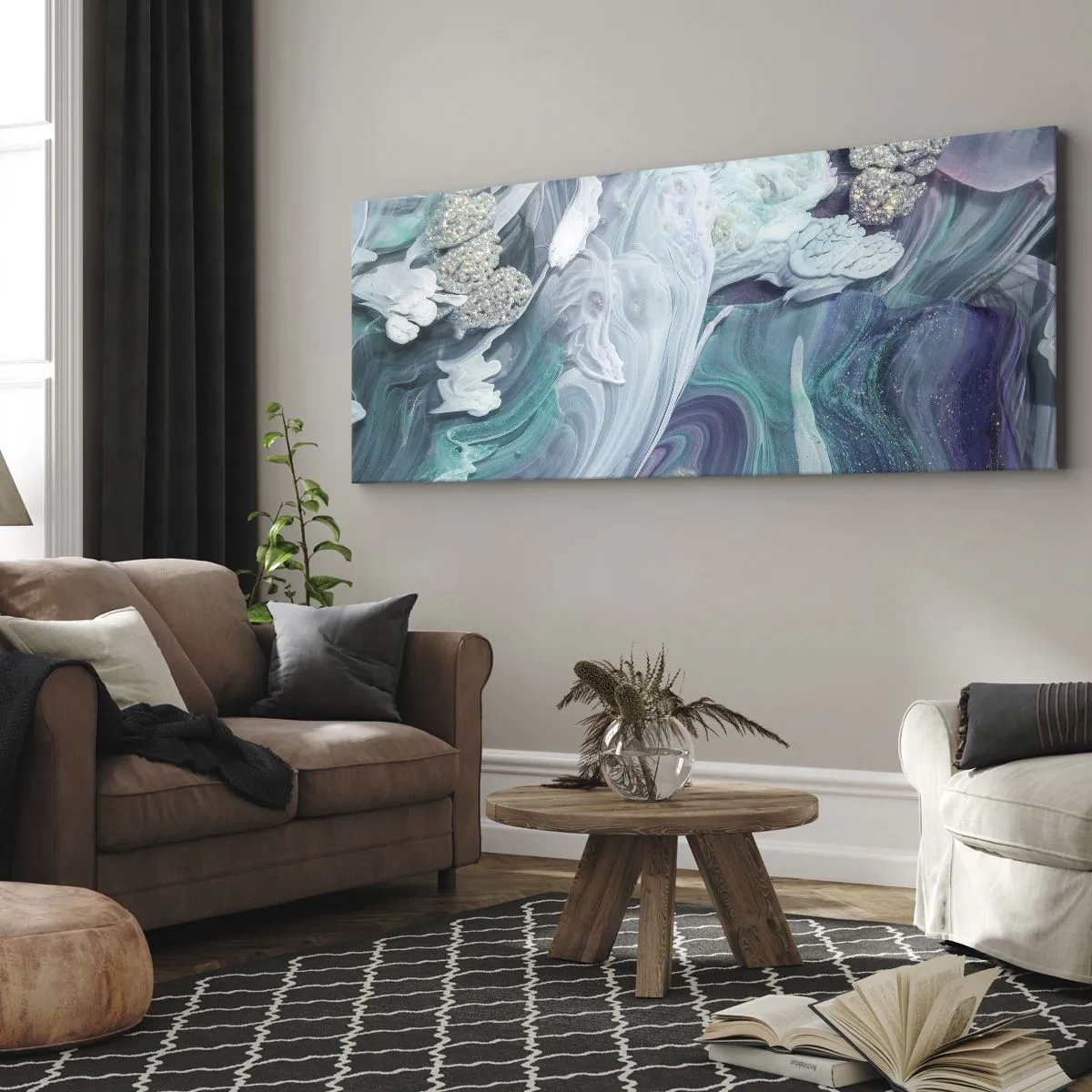 Impression sur toile - Image sur toile - Courants bleus - 100x40 cm