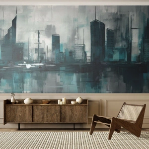 Papier peint sur mesure Premium Canvas - Une ville couleur de pluie - Ville, Architecture, Morceau