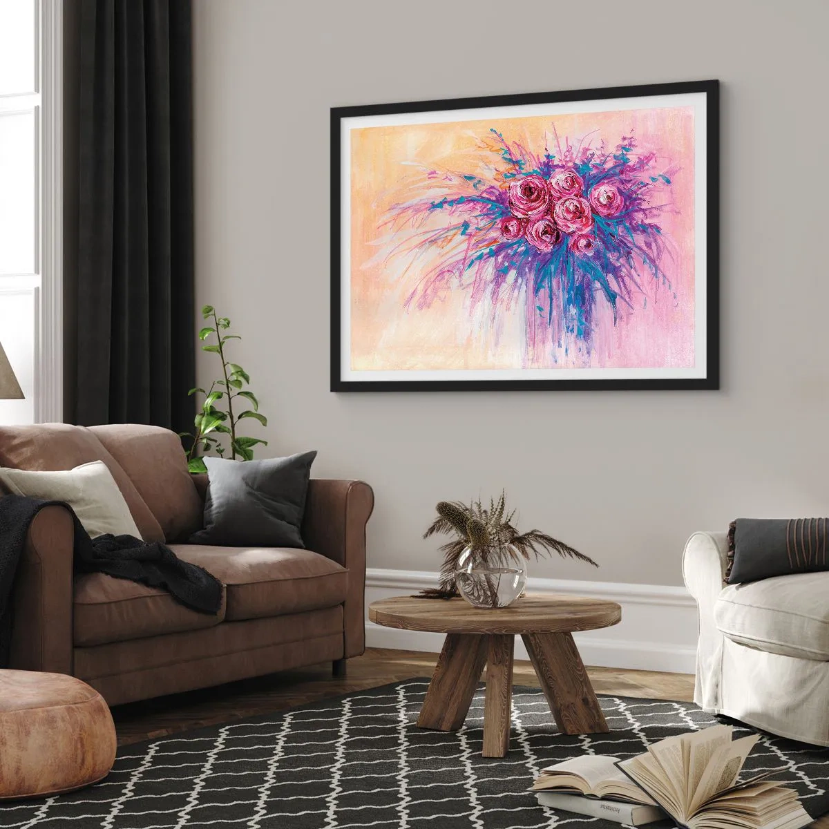 Affiche dans un cadre noir - Poster - Fontaine aux roses - 50x40 cm