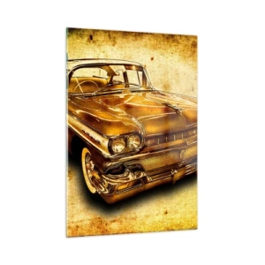 Impression sur verre - Image sur verre - Une voiture vintage avec un arrière-plan vintage - 50x70cm - La beauté éternelle des classiques - Décoration murale moderne pour le salon et la chambre ARTTOR
