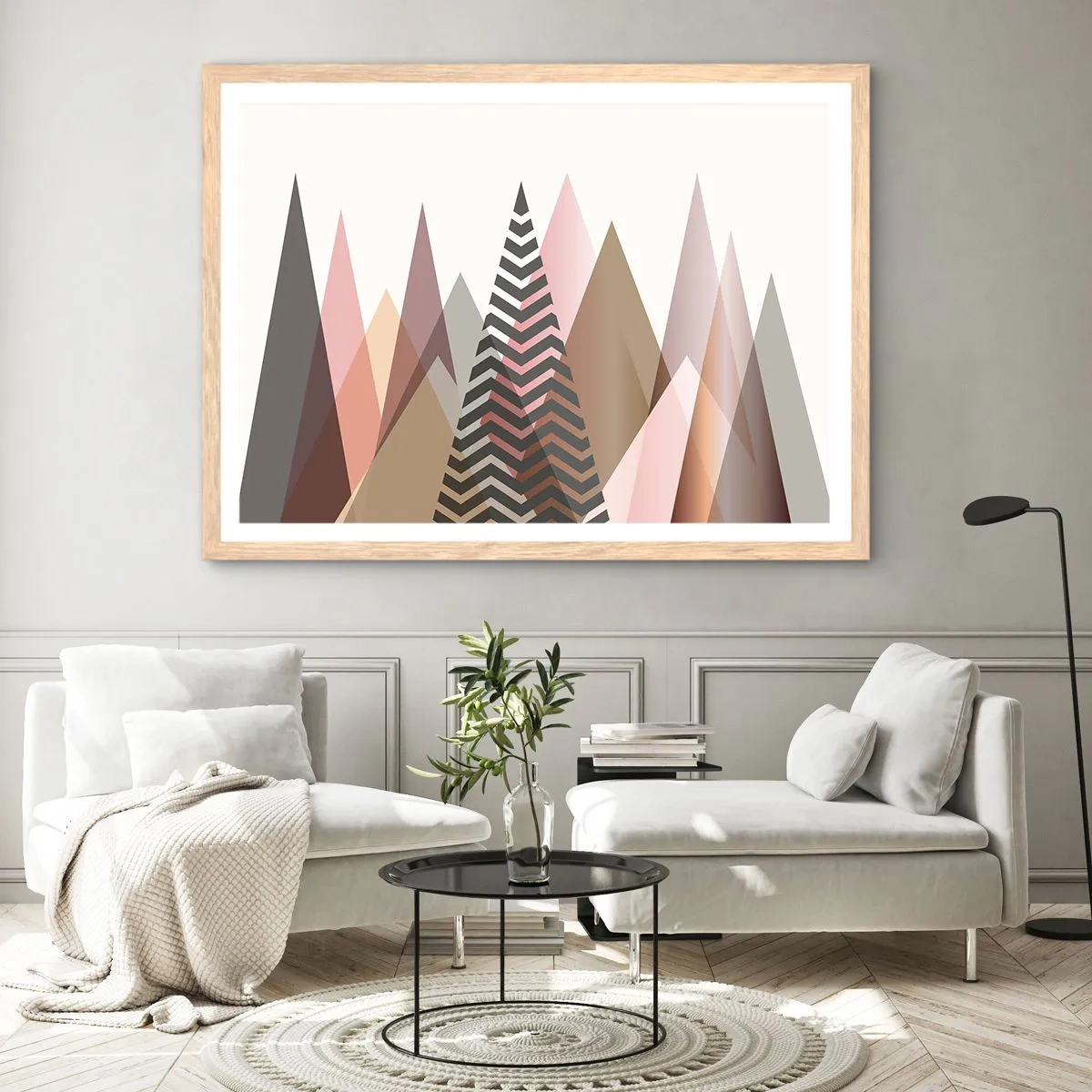 Affiche dans un chêne clair - Poster - Vue pyramidale - 70x50 cm