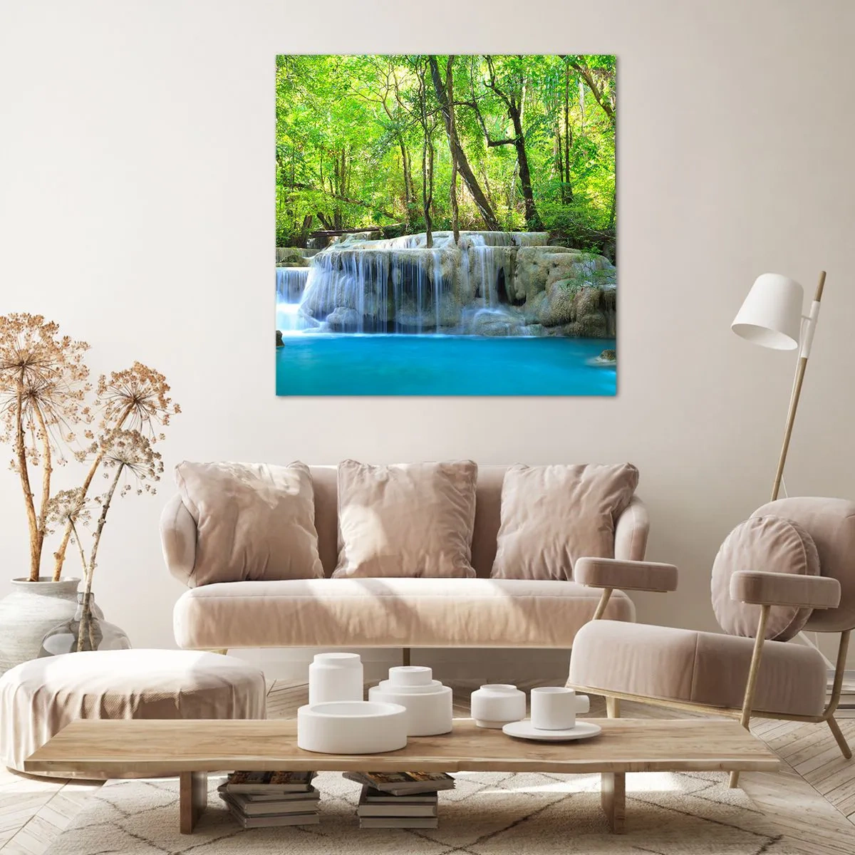 Impression sur toile - Image sur toile - Se noyer dans le turquoise et le vert - 50x50 cm