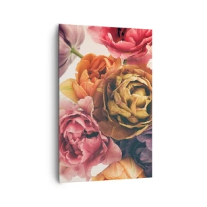 Impression sur toile - Image sur toile - Un bouquet de fleurs variées aux couleurs intenses - 80x120cm - La fête de la vie - Décoration murale moderne pour le salon et la chambre ARTTOR