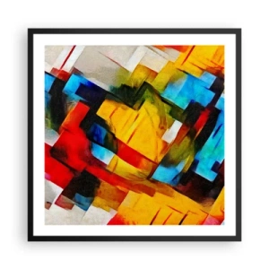 Affiche dans un cadre noir - Poster - Une superposition multicolore - 60x60 cm