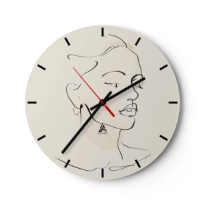 Horloge murale - Pendule murale - Dessin au trait minimaliste d'une femme sur fond blanc - 30x30cm - Une ligne certaine - Décoration murale moderne pour le salon, la cuisine et la chambre ARTTOR