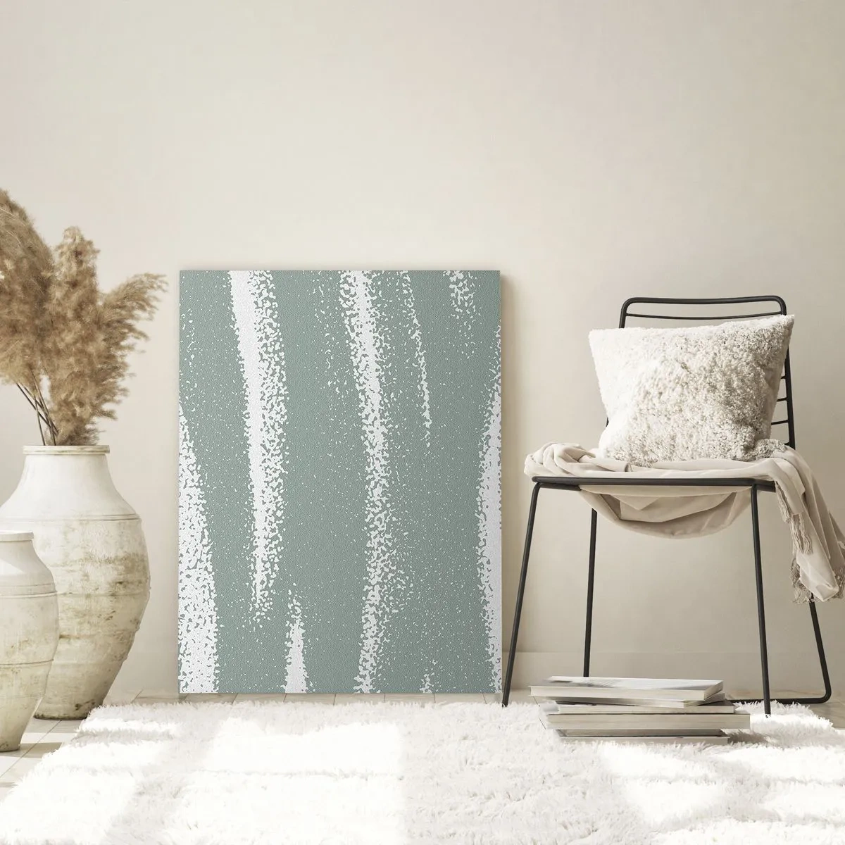 Impression sur verre - Image sur verre - Vagues d'hiver dans les tons menthe et blanc - 80x120cm - Abstraction dans un climat hivernal - Décoration murale moderne pour le salon et la chambre ARTTOR