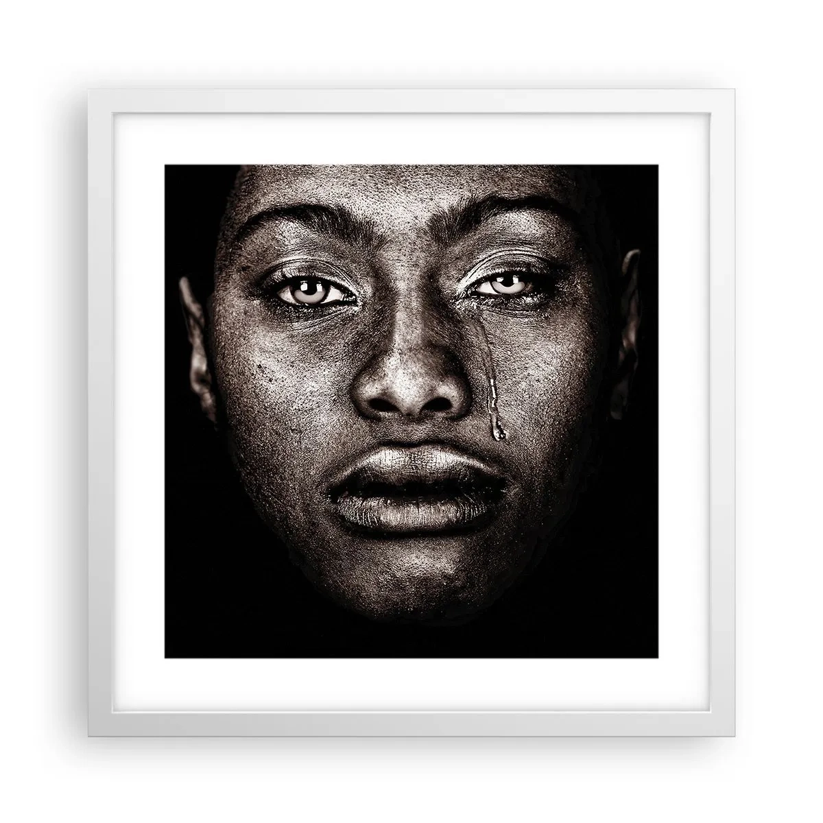 Affiche dans un cadre blanc - Poster - Une larme - 40x40 cm