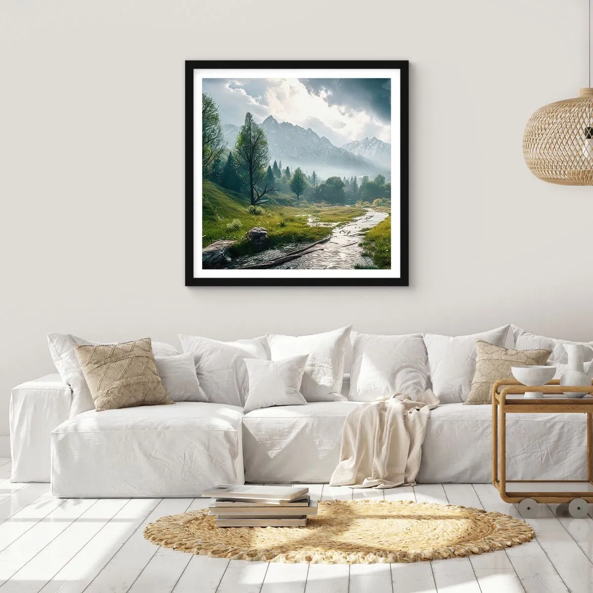 Affiche dans un cadre noir - Poster - Aller et retour - 60x60 cm