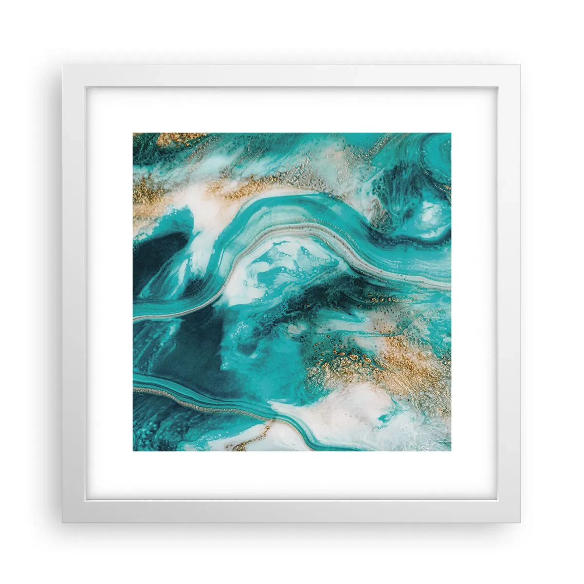 Affiche dans un cadre blanc - Poster - Rivière d'or - 30x30 cm