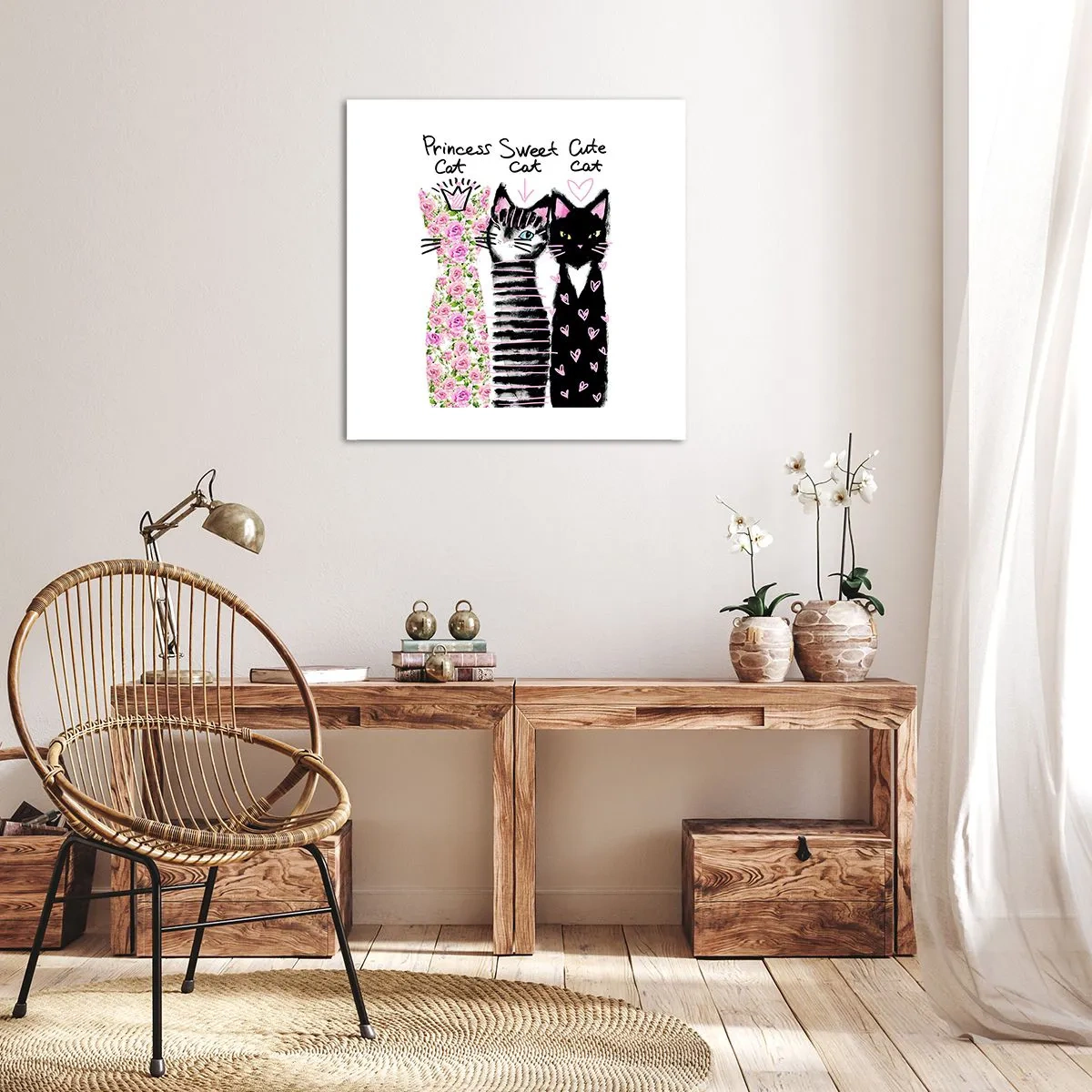 Impression sur toile - Image sur toile - Il y avait trois chats - 40x40 cm