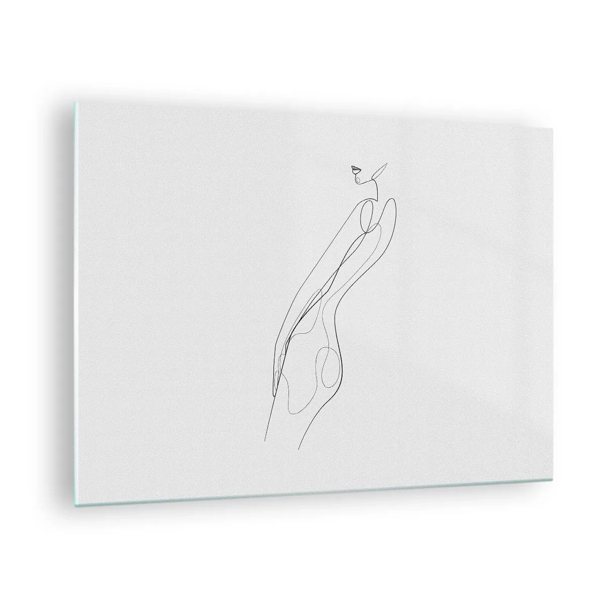 Impression sur verre - Image sur verre - Une ligne minimaliste représentant une silhouette féminine - 70x50cm - Juste une promesse - Décoration murale moderne pour le salon et la chambre ARTTOR