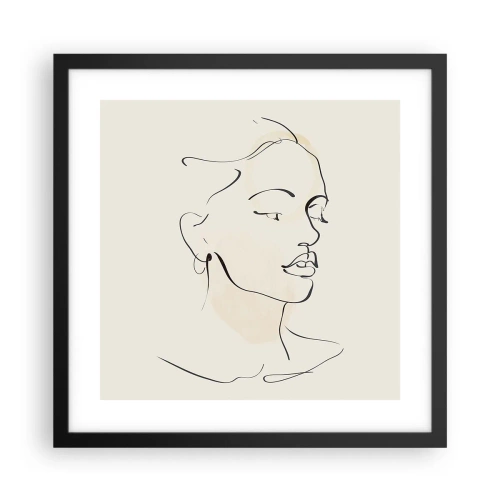 Affiche dans un cadre noir - Poster - Une ligne certaine - 40x40 cm