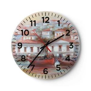 Horloge murale - Pendule murale - Petite ville heureuse - 40x40 cm