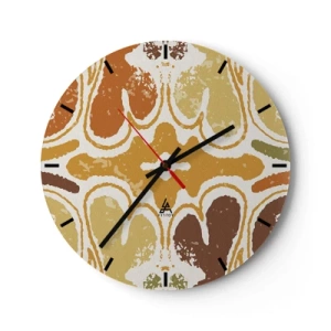 Horloge murale - Pendule murale - Motifs symétriques dans des tons terreux chauds - 30x30cm - Abstraction sentimentale - Décoration murale moderne pour le salon, la cuisine et la chambre ARTTOR