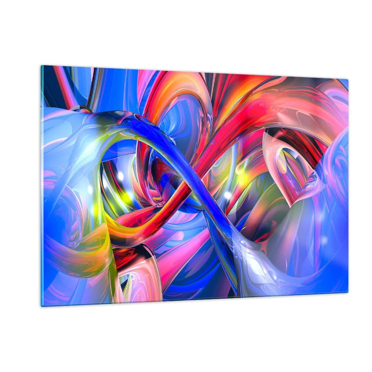 Impression sur verre - Image sur verre - Lignes abstraites et colorées et dynamiques énergiques - 120x80cm - La danse des nuances - Décoration murale moderne pour le salon et la chambre ARTTOR