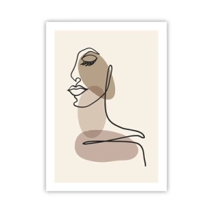 Affiche - Poster - Un portrait minimaliste d'une femme dans des tons bruns abstraits - 50x70cm - Une certaine ligne de beauté - Décoration murale moderne pour le salon et la chambre ARTTOR