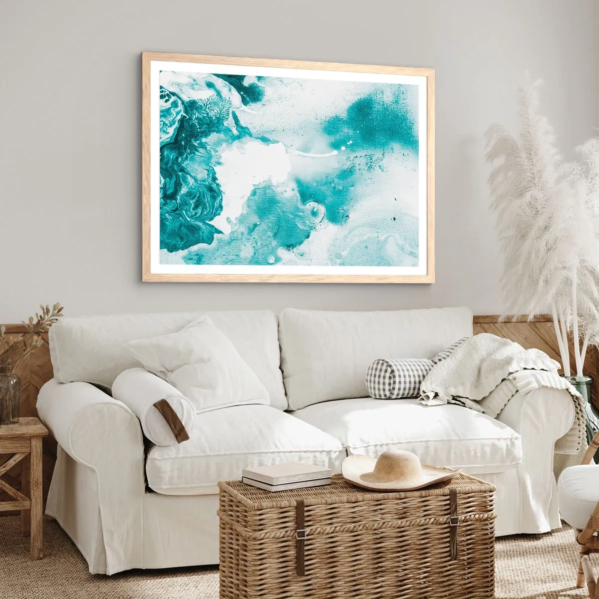 Affiche dans un chêne clair - Poster - Marécage bleu - 100x70 cm