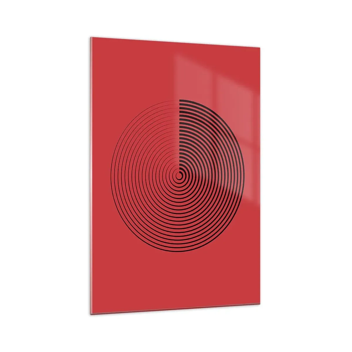 Impression sur verre - Image sur verre - Cercles concentriques sur fond rouge - 70x100cm - Mouvement circulaire - Décoration murale moderne pour le salon et la chambre ARTTOR