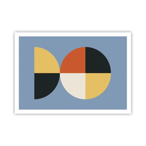 Affiche - Poster - Cercles géométriques sur fond bleu - 100x70cm - Regarde et compte - Décoration murale moderne pour le salon et la chambre ARTTOR