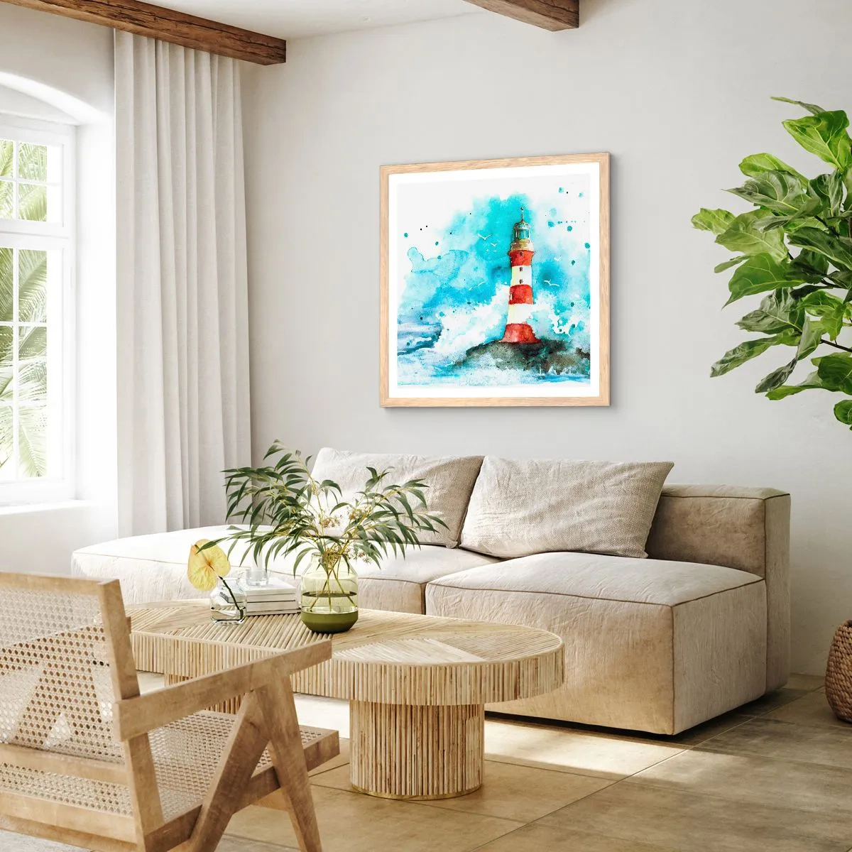 Affiche dans un chêne clair - Poster - Unité des éléments - 60x60 cm