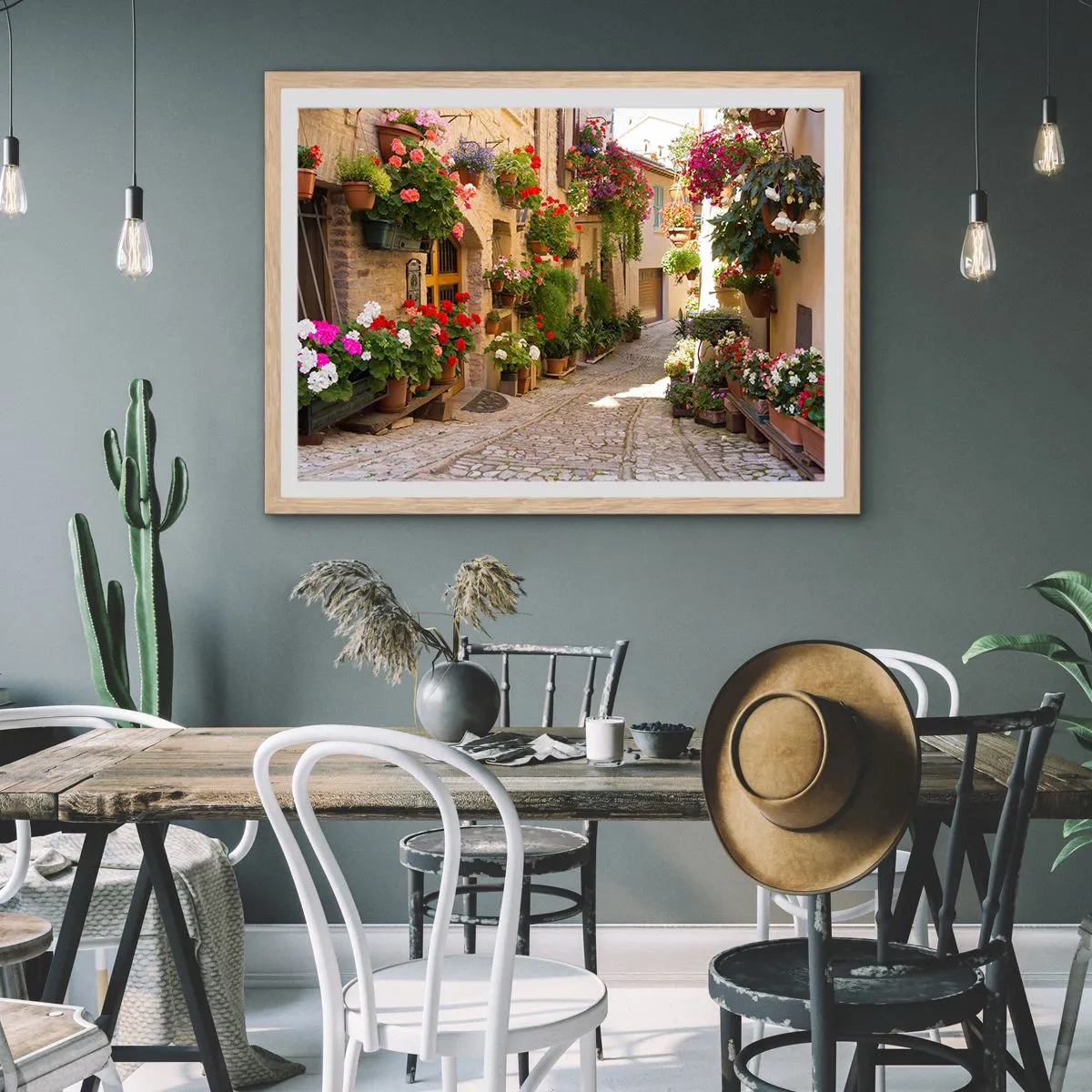 Affiche dans un chêne clair - Poster - Une inondation de fleurs  - 70x50 cm