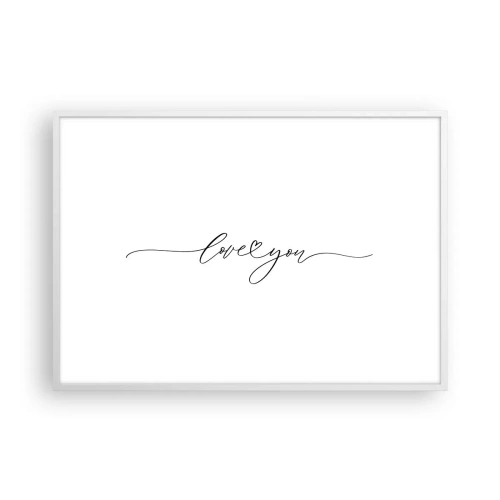 Affiche dans un cadre blanc - Poster - Noir sur blanc - 100x70 cm