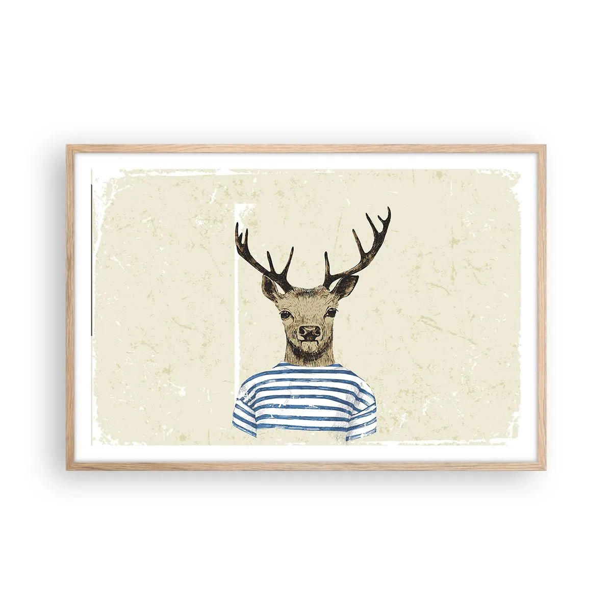 Affiche dans un chêne clair - Poster - Parce que j'aime les chemises rayées - 91x61 cm