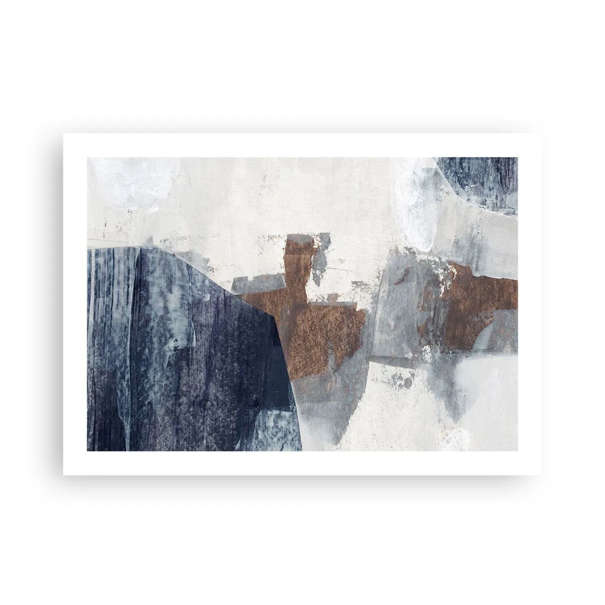 Affiche - Poster - Formes bleues et brunes - 70x50 cm
