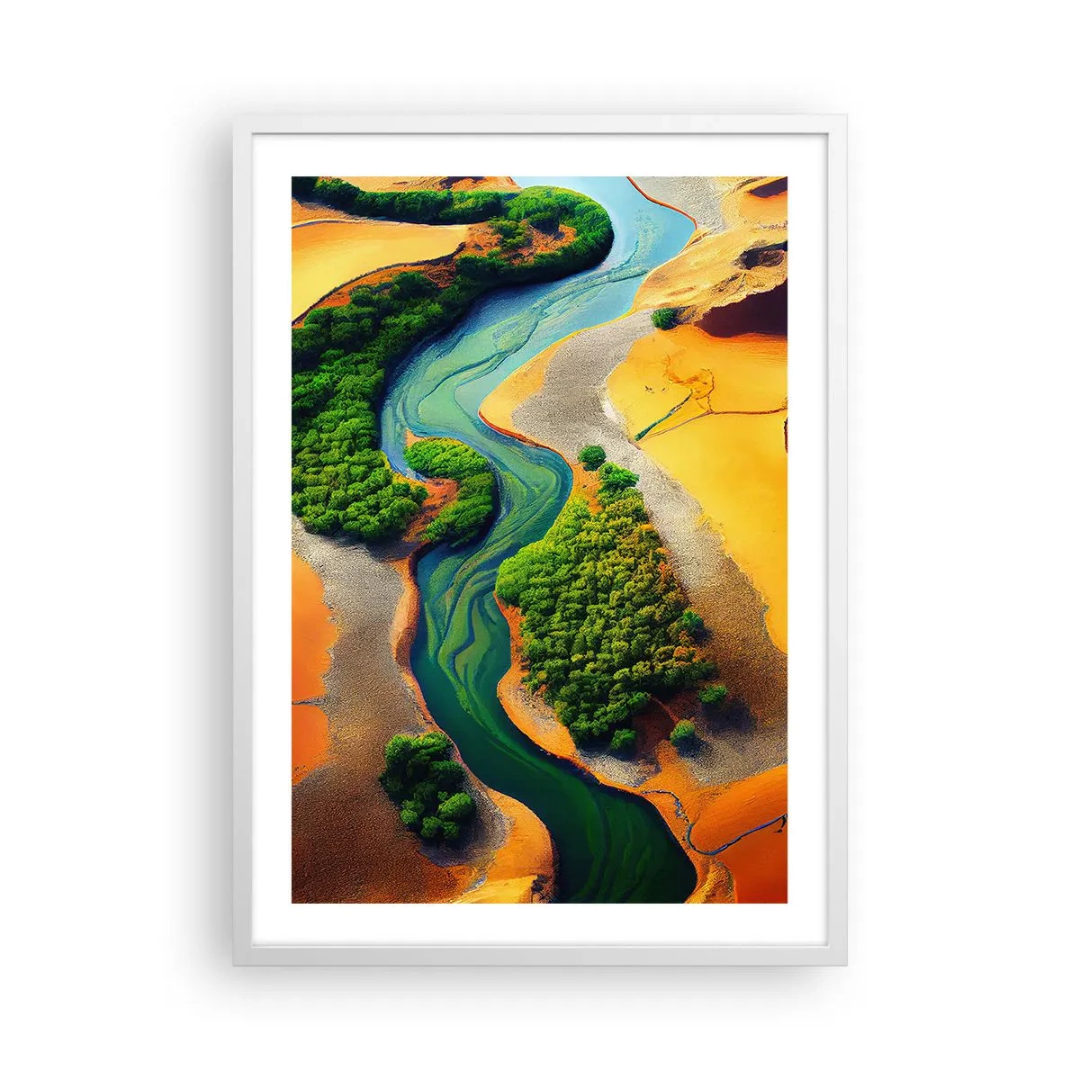 Affiche dans un cadre blanc - Poster - Rivière vivifiante - 50x70 cm