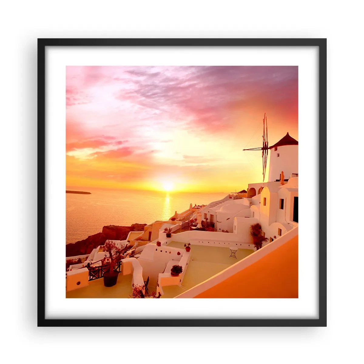 Affiche dans un cadre noir - Poster - Fondre en blanc et or - 50x50 cm