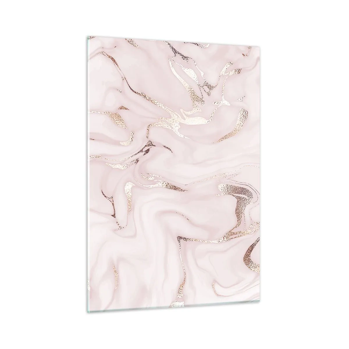 Impression sur verre - Image sur verre - Motif abstrait en marbre or rose - 50x70cm - Dans un châle rose - Décoration murale moderne pour le salon et la chambre ARTTOR
