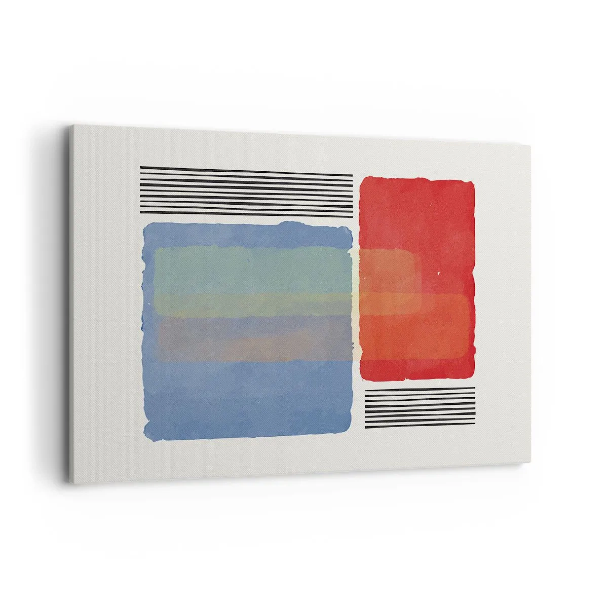 Impression sur toile - Image sur toile - Composition géométrique avec des blocs et des lignes colorés - 120x80cm - Esprit et lettre de la géométrie - Décoration murale moderne pour le salon et la chambre ARTTOR