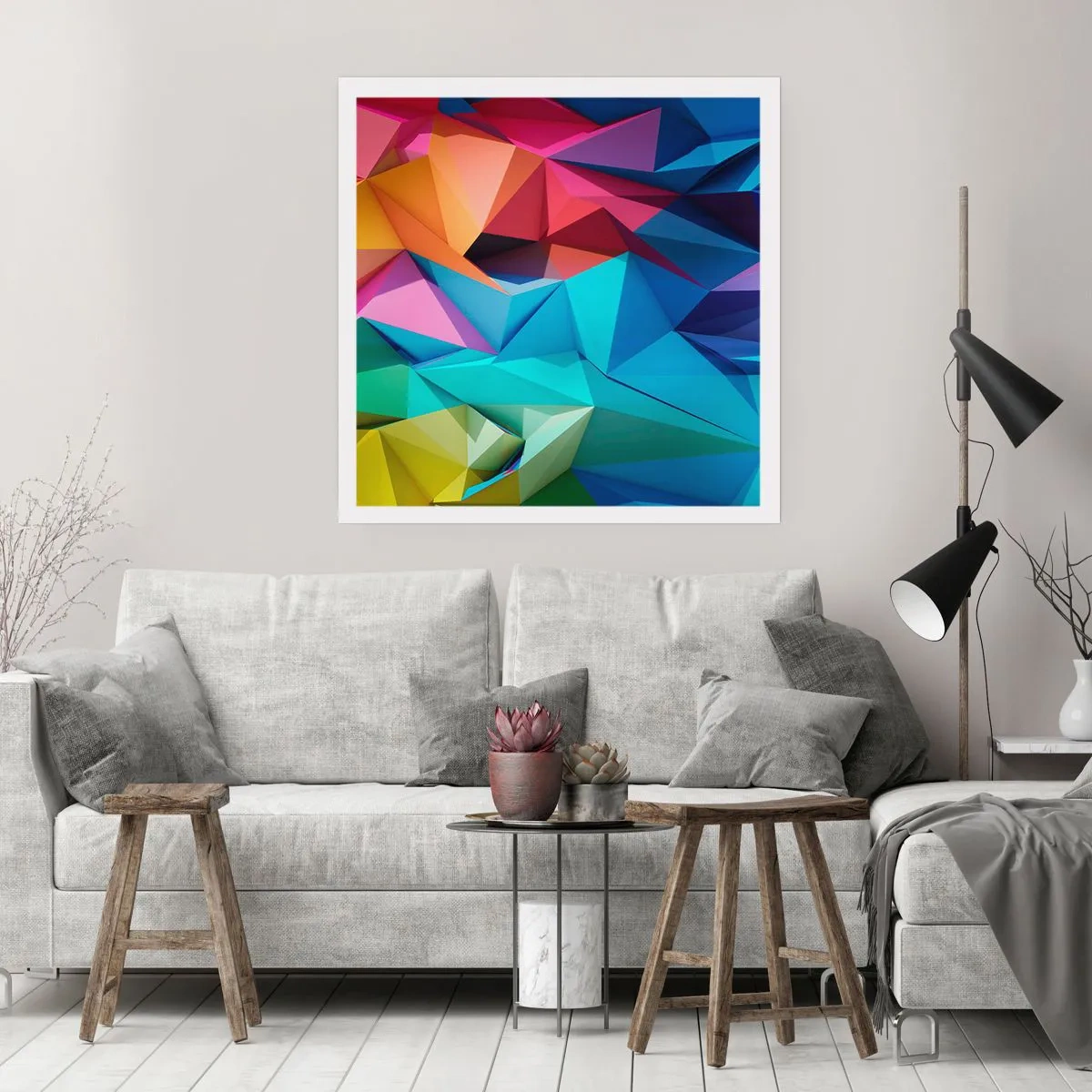 Affiche - Poster - Origami arc-en-ciel - 30x30 cm