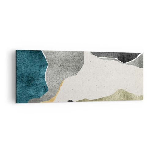 Impression sur toile - Image sur toile - Formes géométriques dans les tons de gris, vert et or - 140x50cm - Composition mosaïque avec un fil d'or - Décoration murale moderne pour le salon et la chambre ARTTOR